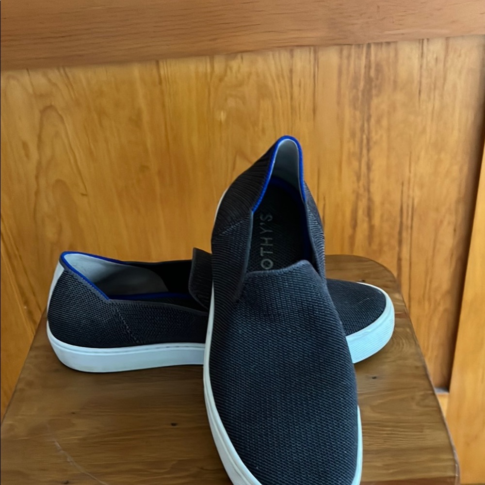 Rothy's Black and Blue Slip-On Loafers